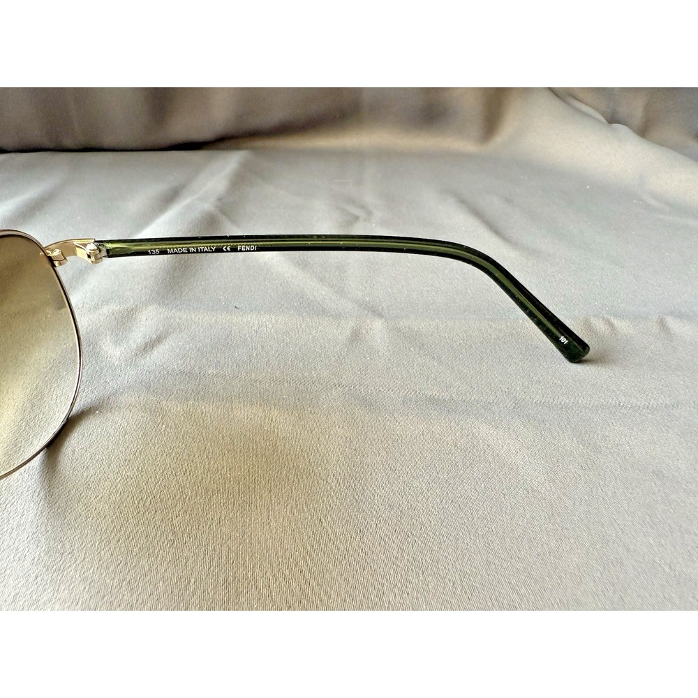 FENDI FS 5194 Aviator Sunglasses Light Gold‎ Green Designer Metal Double Bridge - Picture 7 of 8